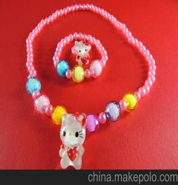 Y001厂家促销韩版饰品儿童热销卡通珍珠KT猫项链三件套批发零售
